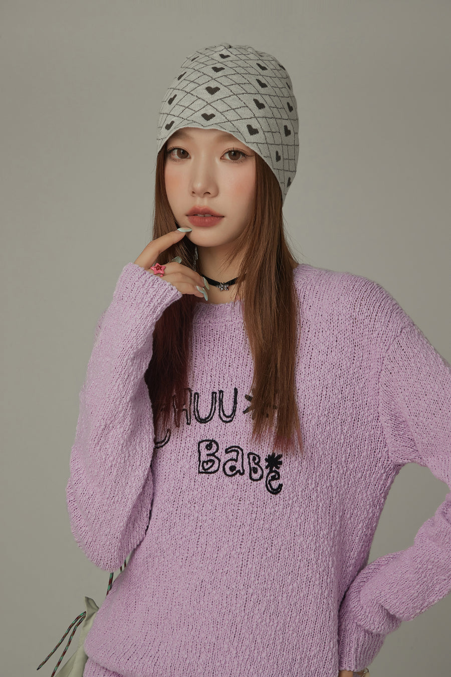 CHUU Argyle Heart Beanie