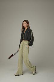 Elastic Waist String Painted Wide Pants