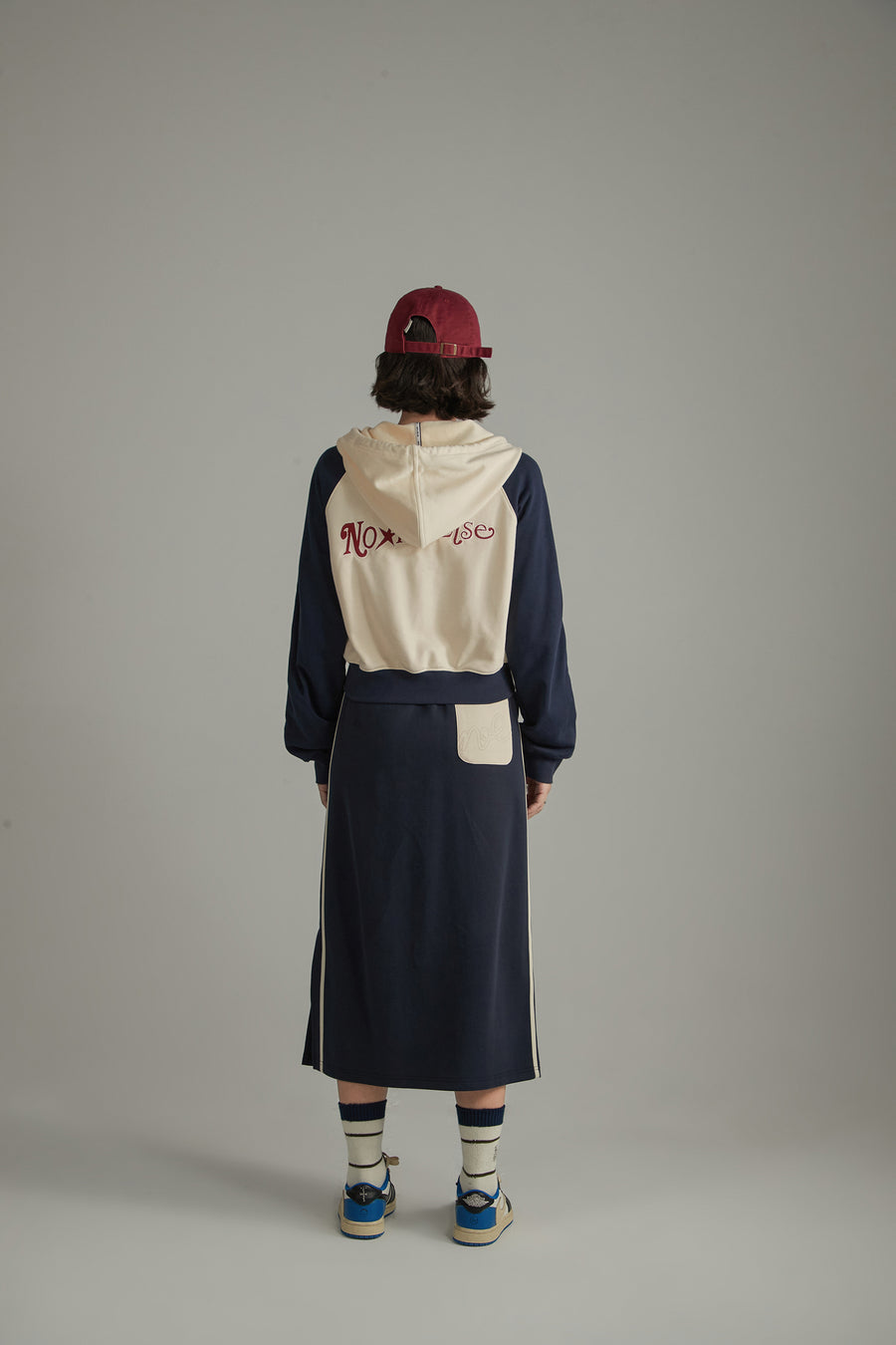 CHUU Contrast Raglan Vintage Zip-Up