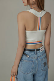 Rainbow Line Banding Open Back Sleeveless Crop Top