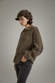 Polo Neck Loose Knit Sweater