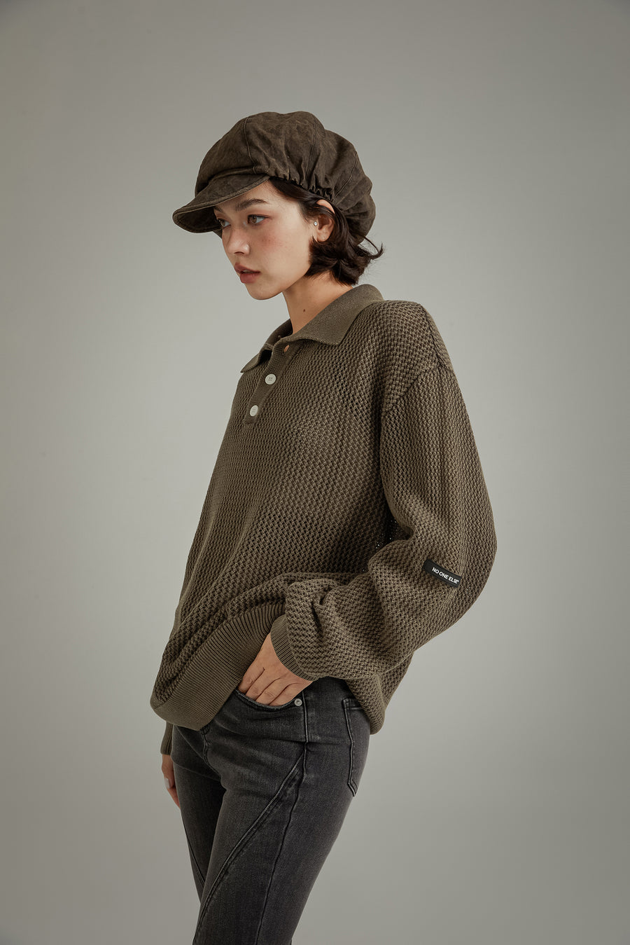 CHUU Polo Neck Loose Knit Sweater