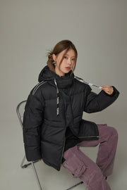 Logo String Hooded Oversized Padded Jacket