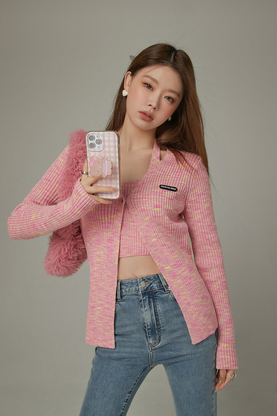 CHUU Heart Button Knit Cardigan