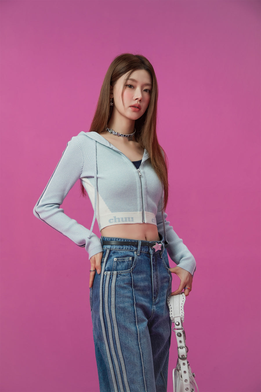 CHUU Hooded Crop Cardigan