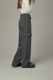 Pocket Side Slit Straight Pants