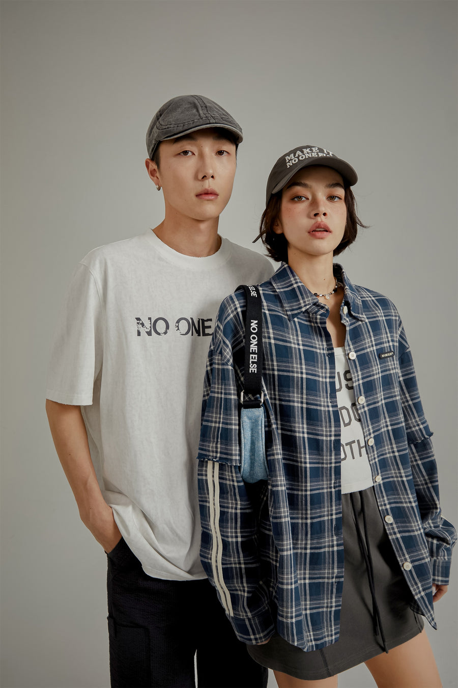 CHUU Retro Check Stitching Long Sleeve Shirt