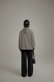 Striped Pocket Drawstring Hoodie