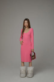 U-Neck Basic Long Dress