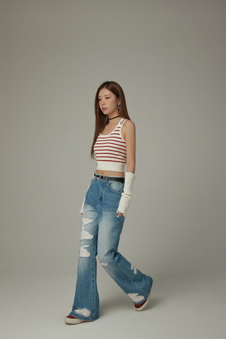 CHUU Striped Crop Sleeveless Top