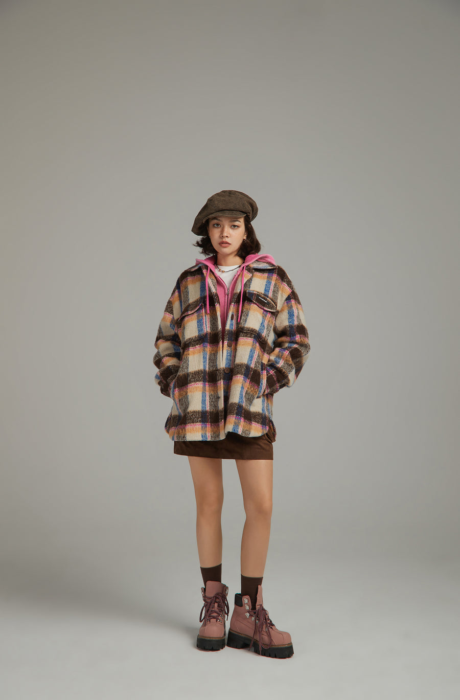 CHUU Multi Color Check Loose Fit Shacket