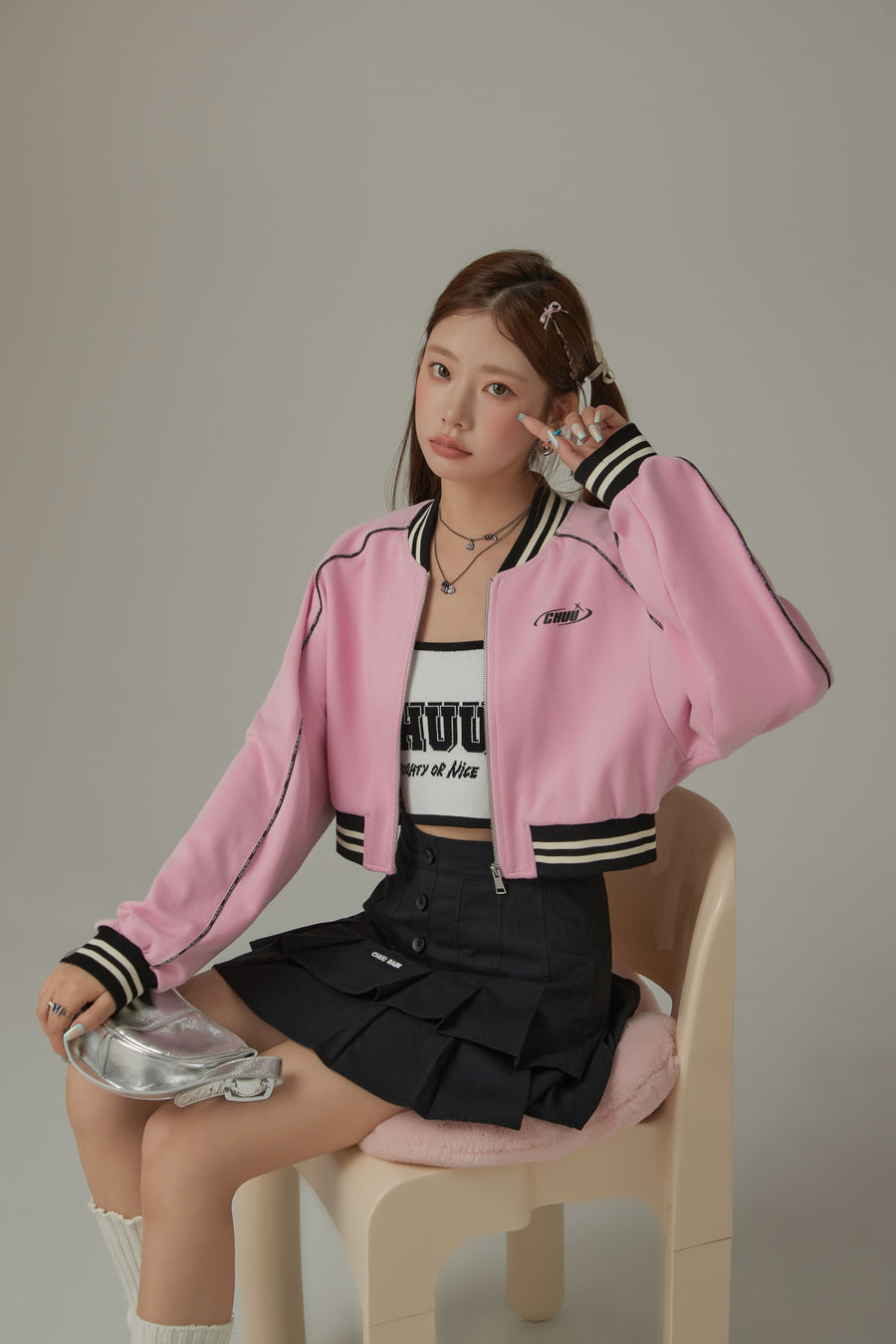 CHUU Varsity Color Sporty Cropped Jacket