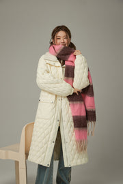 Collar Quilted Padded Long Coat