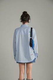 Embroidered Striped Basic Shirt