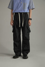 Casual Drawstring Wide Cargo Pants