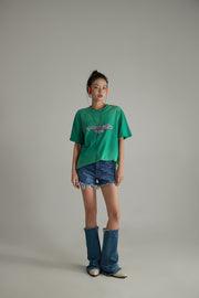 Noe Club Stars Printed Boxy Short Sleeve T-Shirt