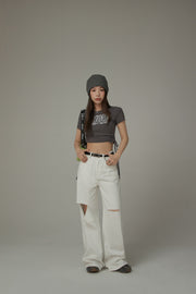 Size Doesnt Matter Side String Cropped T-Shirt