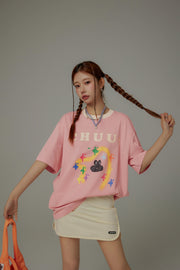 Pixel Print Loose-Fitting T-Shirt