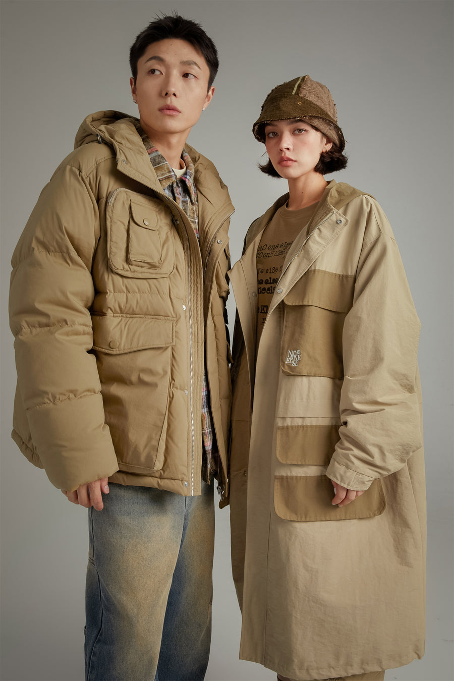 CHUU Two Tone Cargo Long Jacket