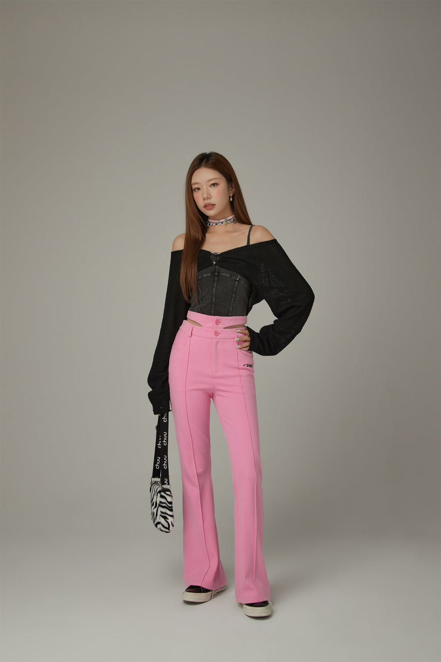 CHUU Slit Semi Bootcut Pants