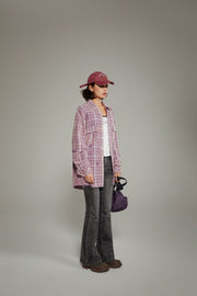 Checked Long Sleeve Boxy Shirt