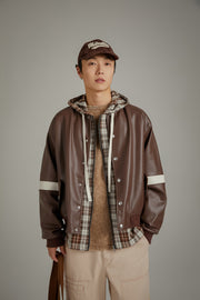 Color Varsity Leather Jacket