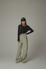 Logo Banding Wide Casual Pants