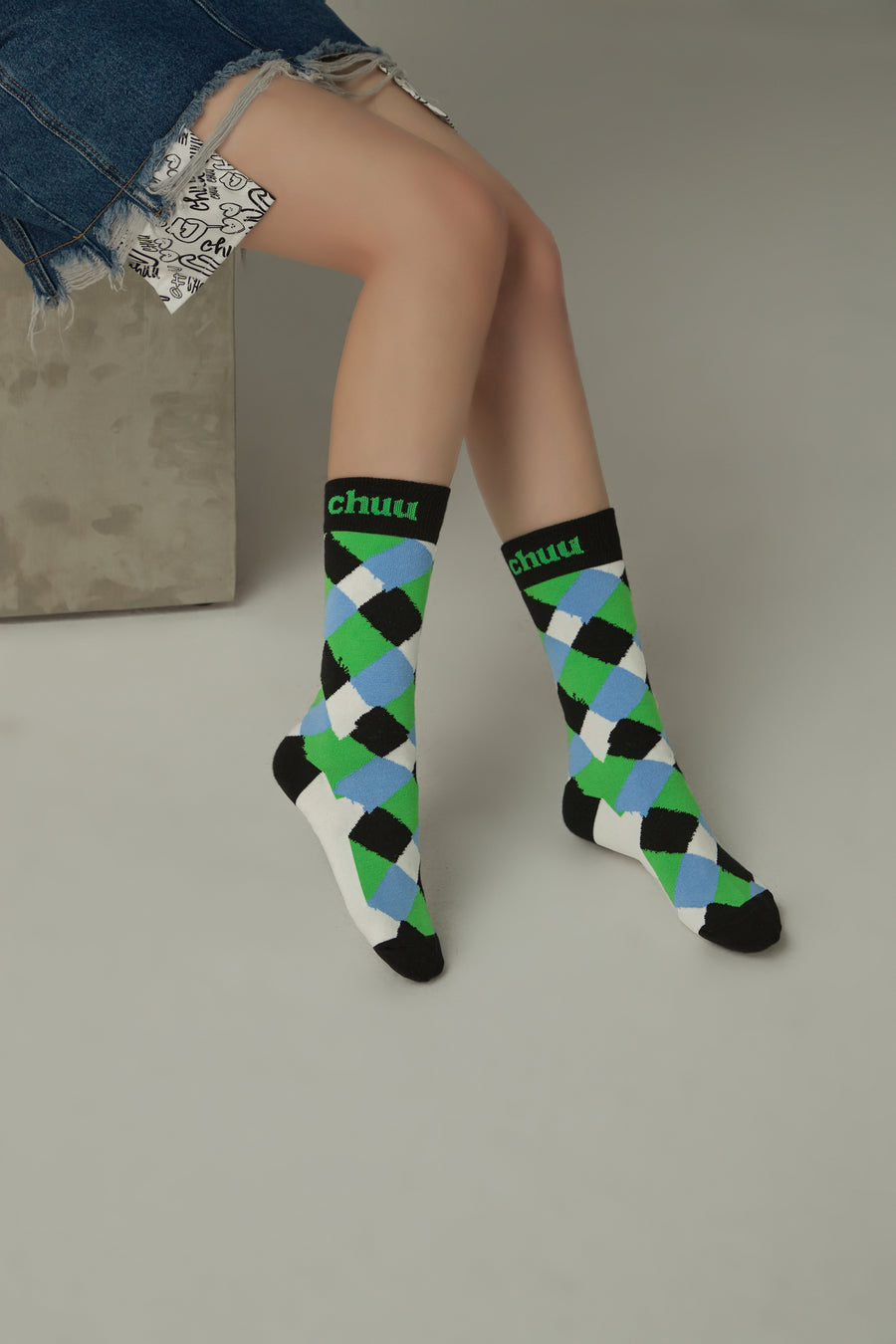 CHUU Check Color Matching Socks