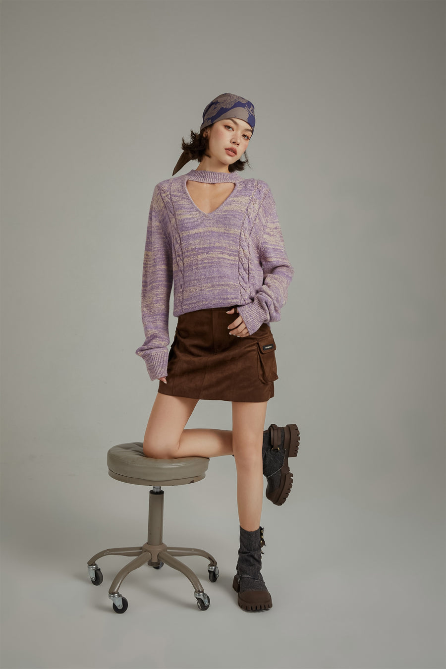 CHUU Front Cutout Loose Fit Knit Sweater