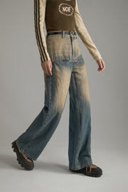 High Waist Loose Wide Leg Washed Wide Jeans