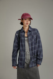 Back Logo Checked Loose Fit Shirt