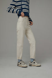 Frayed Line Straight Denim Jeans