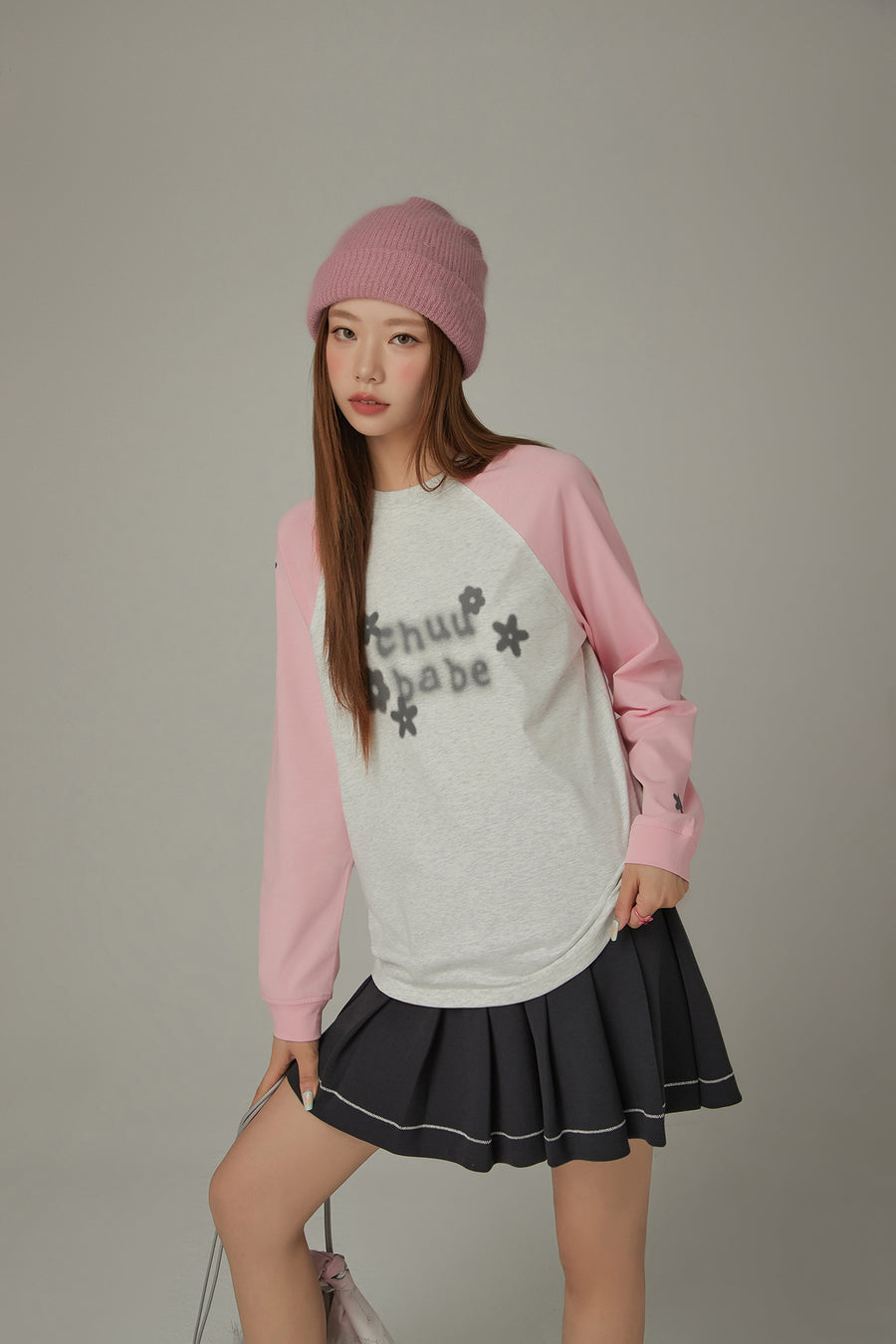 CHUU Logo Flowers Raglan Color T-Shirt