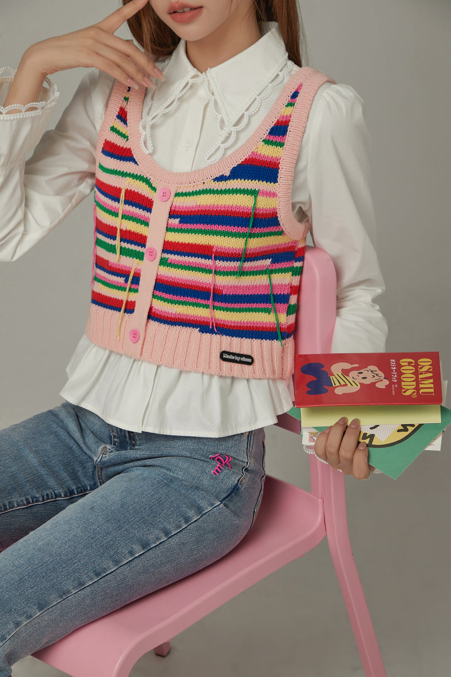 CHUU Rainbow Knit Sleeveless Top