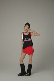 Back To Paradise Colorblocked Letter Printed Sleeveless T-Shirt