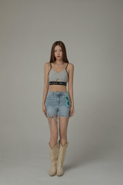 Ribbon Tie Denim Shorts