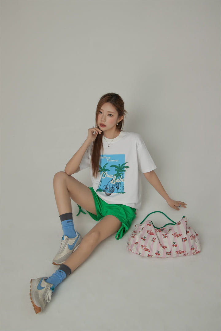 Endless Summer Printed Palm Trees Loose Fit T-Shirt