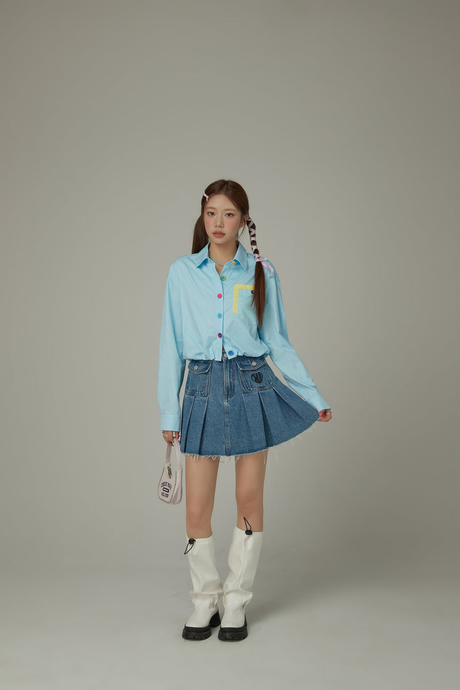 CHUU Stars In The Stripes Cropped Shacket