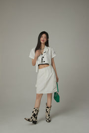 Single-Button Short Sleeve Crop Jacket