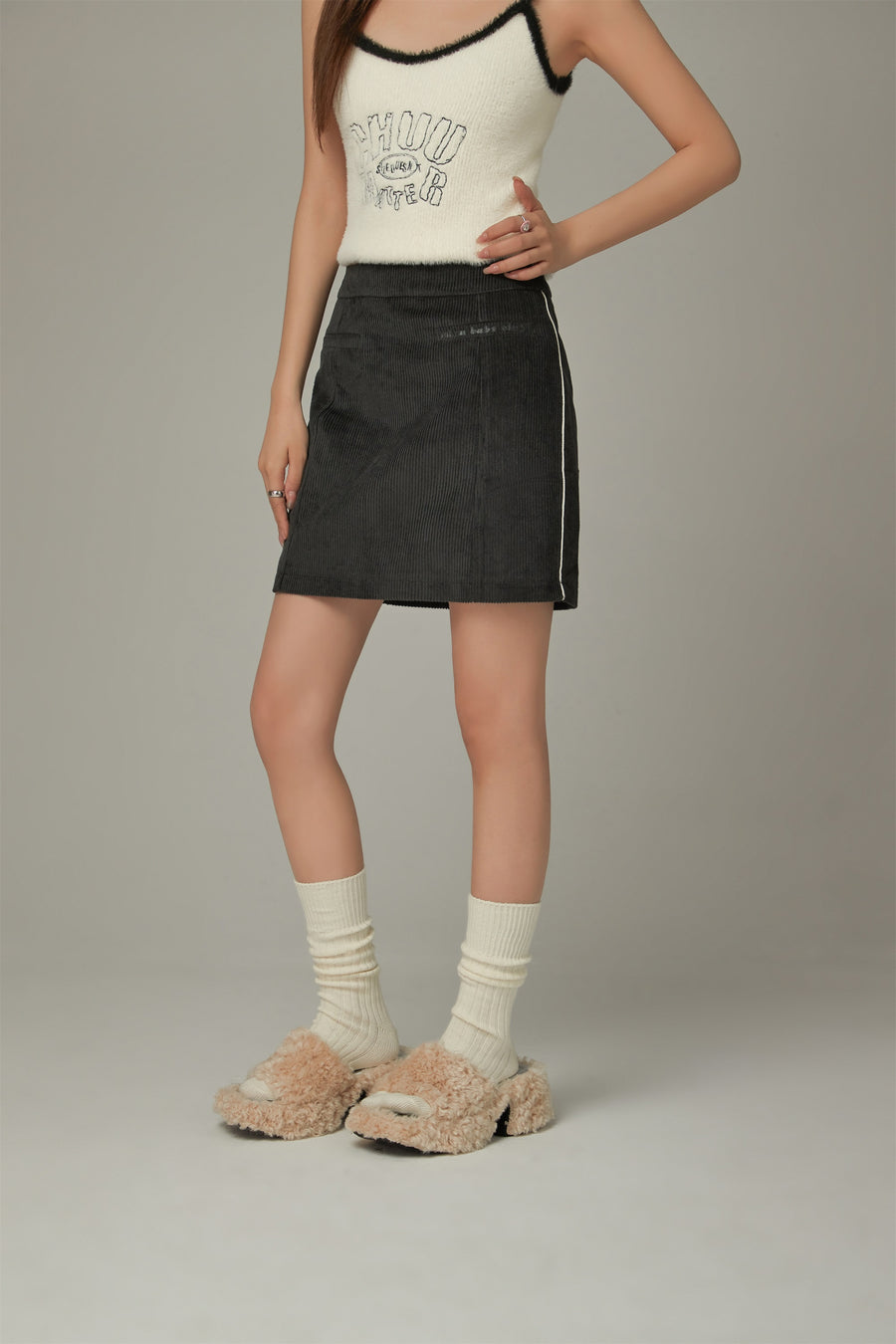 CHUU Lined Corduroy Mini Skirt