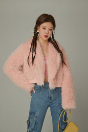 Color Fur Crop Jacket