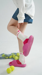 Logo Color Ribbed High Socks