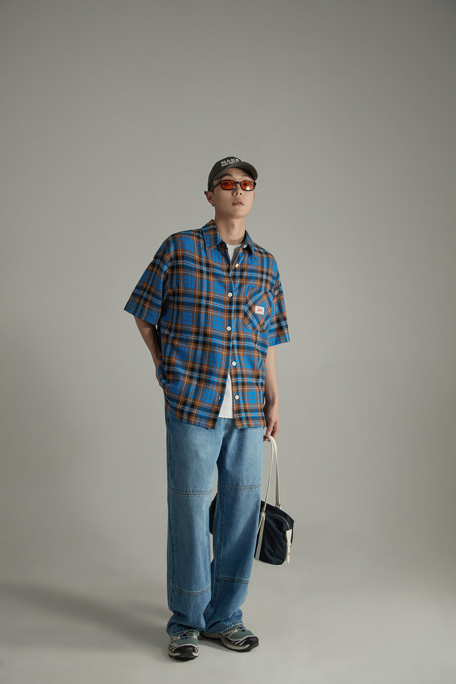 CHUU Check Loose-Fitting Short Sleeve Shirt