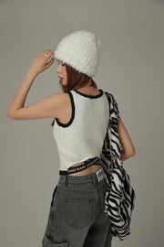 Fuzzy Line Color Scheme Sleeveless Top