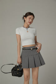 Basic Star Cut Out Short Sleeve Cropped T-Shirt