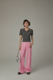 Logo Long Wide Baggy Color Pants