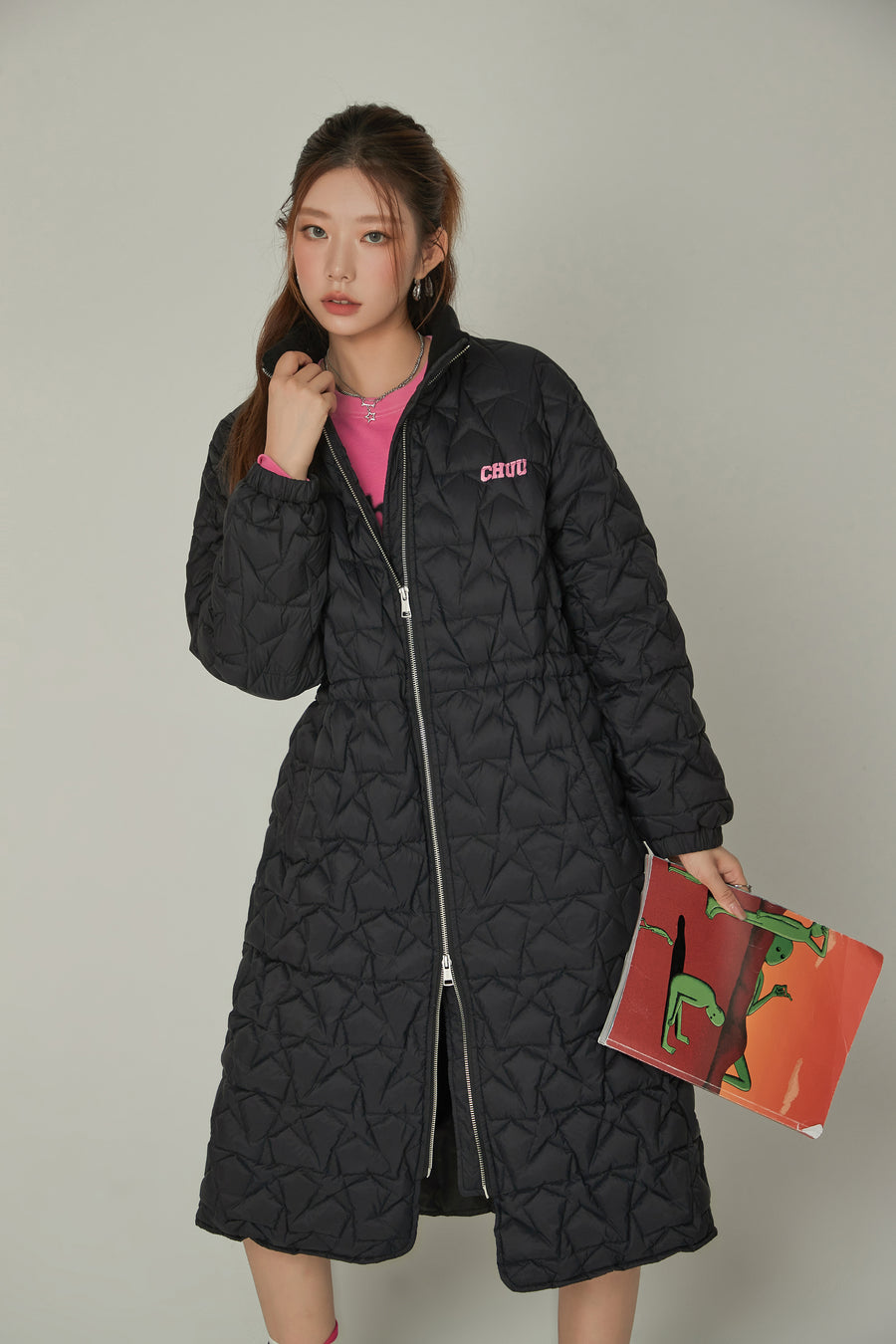 CHUU Star Quilted Padded Long Coat