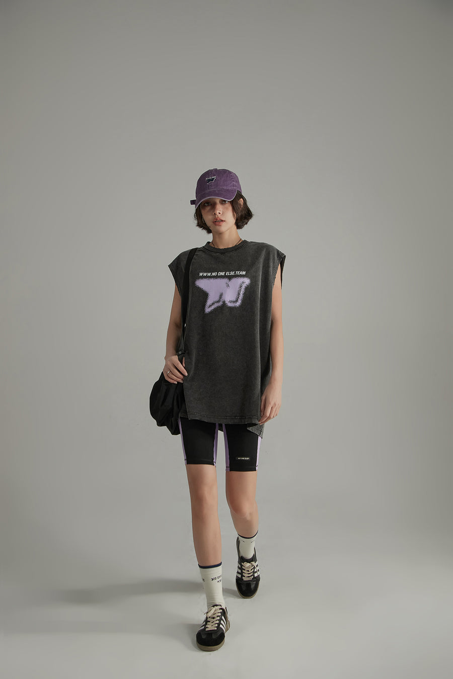 CHUU Printed Boxy Sleeveless Sporty T-Shirt