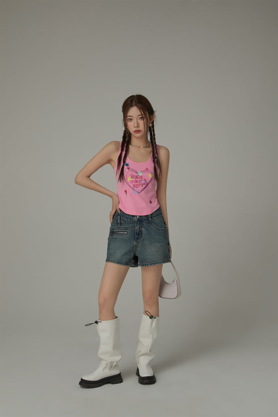 CHUU Size Doesnt Matter Color Heart Sleeveless T-Shirt