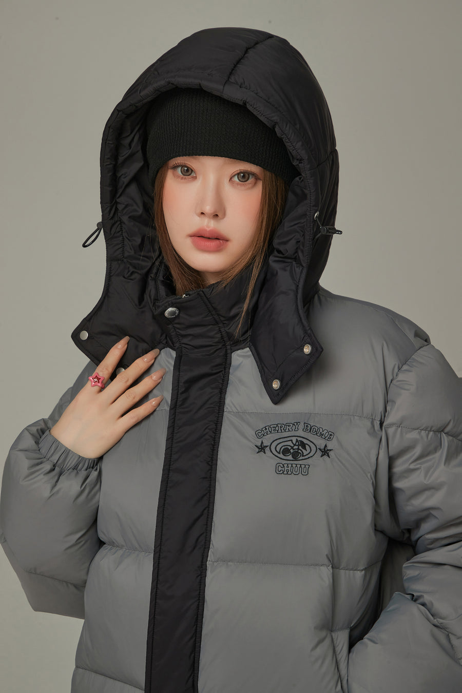 CHUU Color Matching Hooded Padded Jacket